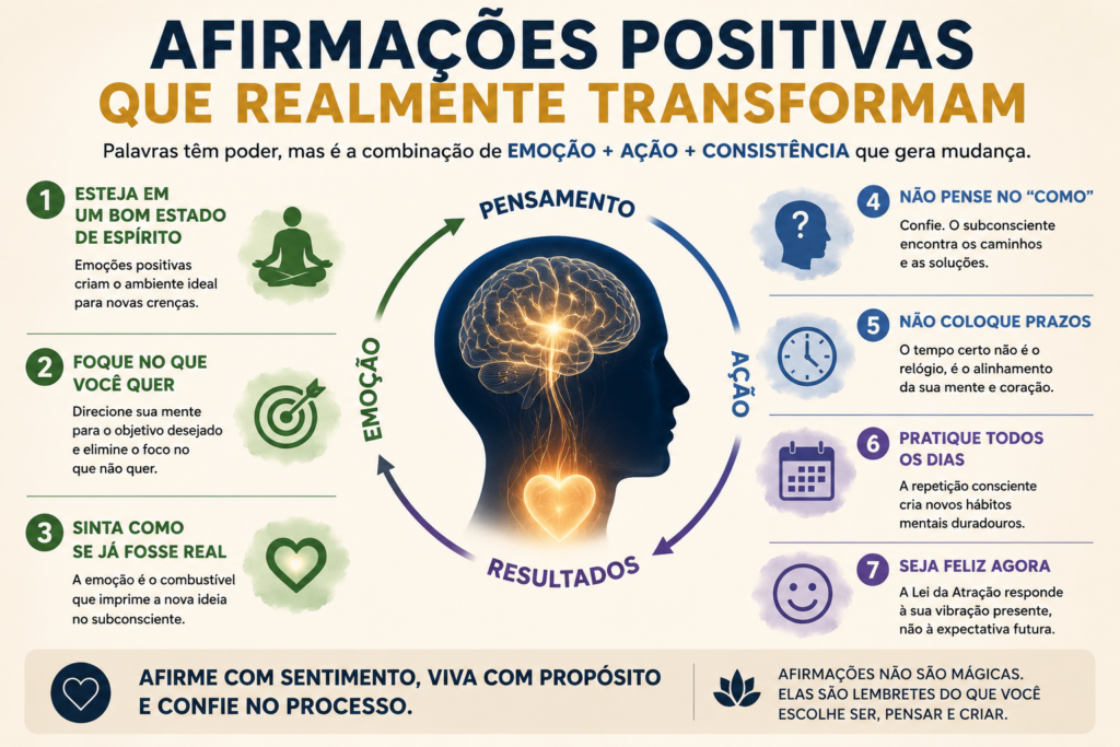 infografico afirmacoes positivas funcionam - Afirmações Positivas Funcionam? O Que Realmente Transforma a Mente