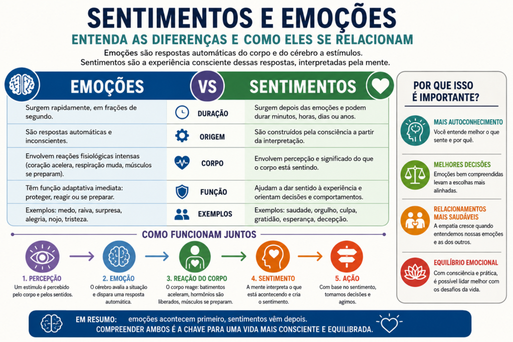 diferencas sentimentos e emocoes - Sentimentos e Emoções: Guia Científico Completo para Entender Como Eles Funcionam