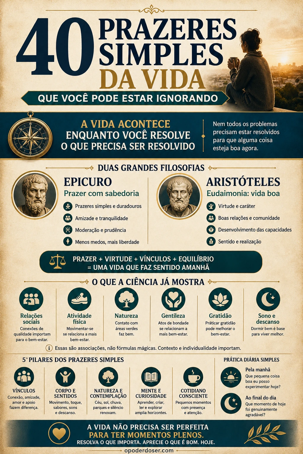 Infográfico sobre os prazeres simples da vida 40 Prazeres Simples da Vida que Você Pode Estar Ignorando