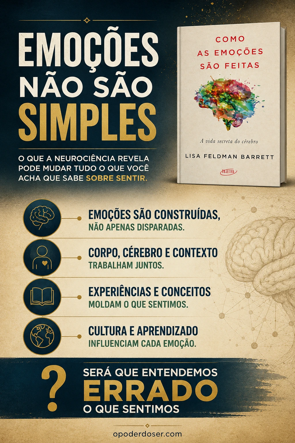 Resenha do livro Como as Emoções são feitas Como as Emoções São Feitas: será que entendemos errado o que sentimos - infográfico do livro , resenha